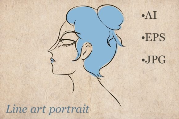 Download Line Art Sophisticated Woman Portrait - Premium Resources