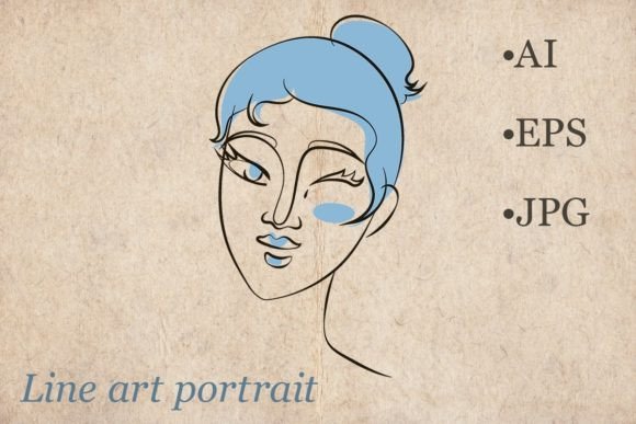 Download Line Art Sophisticated Woman Portrait - Premium Resources
