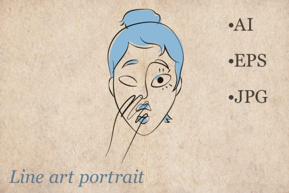 Download Line Art Sophisticated Woman Portrait - Premium Resources