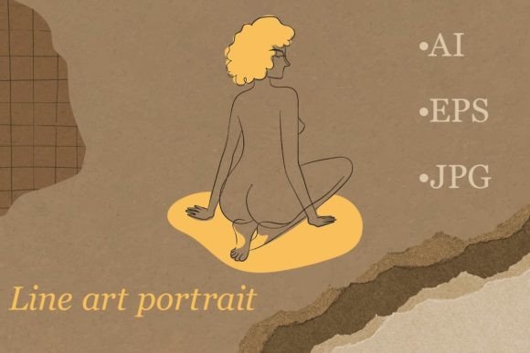 Download Line Art Sophisticated Woman Portrait - Premium Bundle
