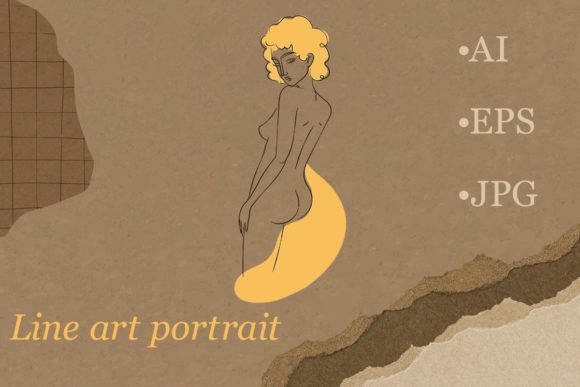 Download Line Art Sophisticated Woman Portrait - Premium Bundle