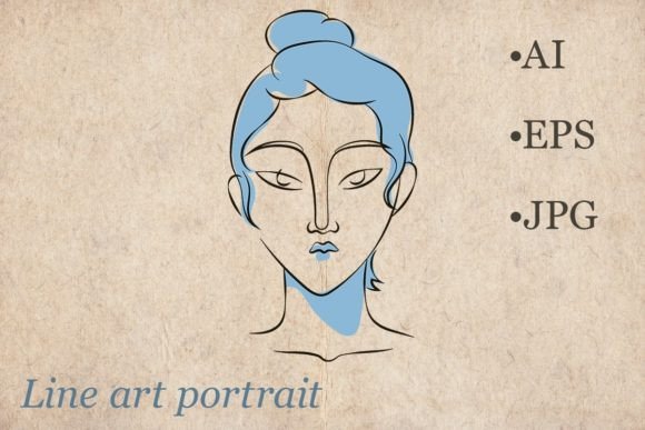Download Line Art Sophisticated Woman Portrait - Premium Resources