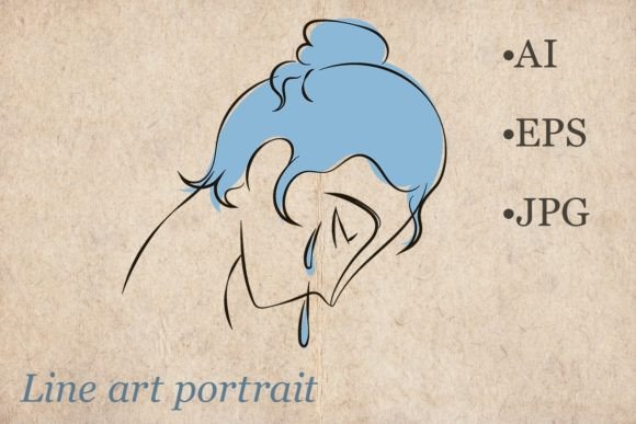 Download Line Art Sophisticated Woman Portrait - Premium Resources
