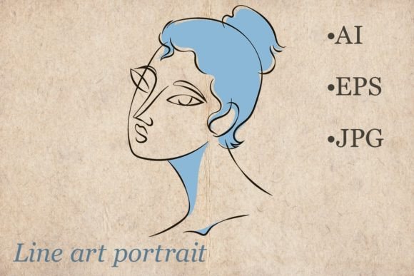 Download Line Art Sophisticated Woman Portrait - Premium Resources