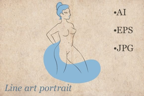 Download Line Art Sophisticated Woman Portrait - Premium Resources