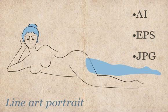 Download Line Art Sophisticated Woman Portrait - Premium Resources